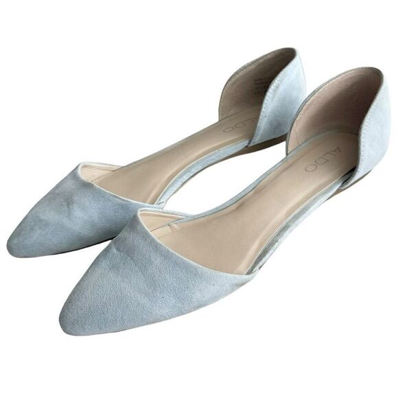 Aldo Women’s Suede D’Orsay Flats Light Blue Size 8.5 - Picture 1 of 7
